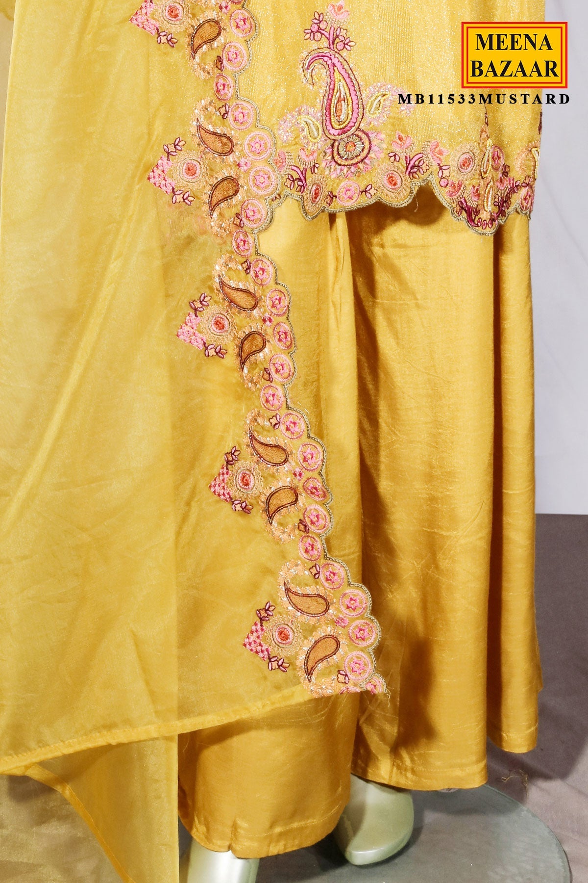 Mustard Shimmer Embroidered Suit