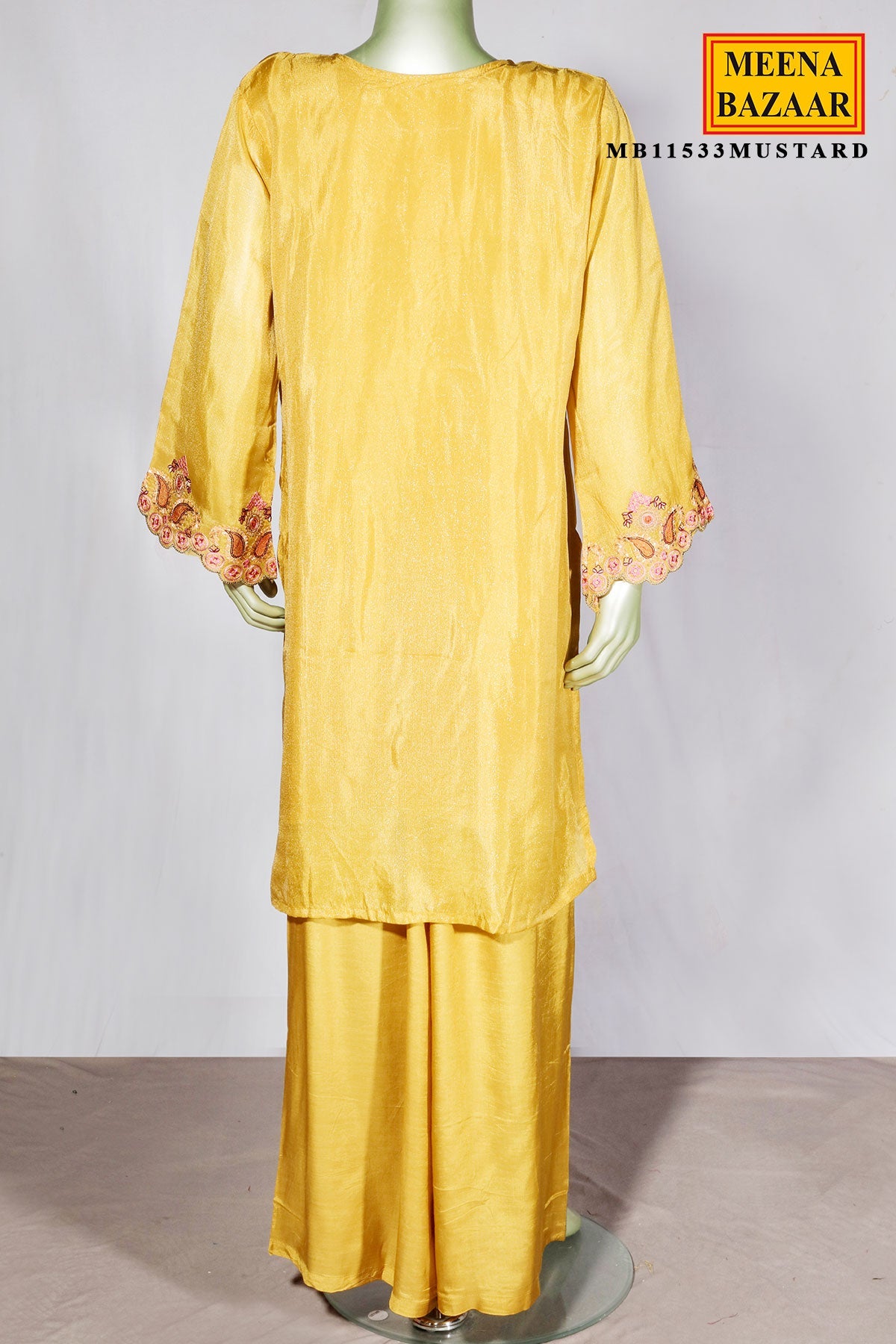 Mustard Shimmer Embroidered Suit
