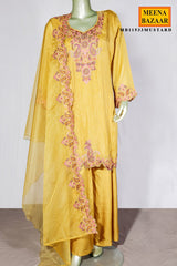Mustard Shimmer Embroidered Suit