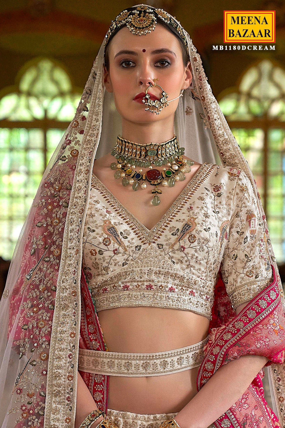 Cream Silk and Sequin Embroidered Lehenga – Elegant Bridal & Festive Ensemble