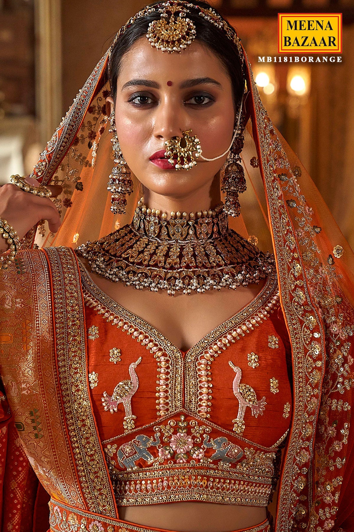 Orange Silk Zari and Sequin Embroidered Bridal Lehenga – Royal Wedding Ensemble