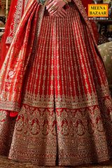 Red Silk Zari and Sequin Embroidered Lehenga – Luxurious Bridal Wear