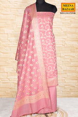 Pink Cotton Weaving Unstitched Suit Set