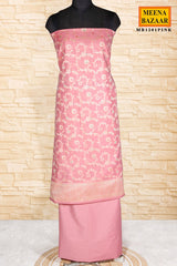 Pink Cotton Weaving Unstitched Suit Set