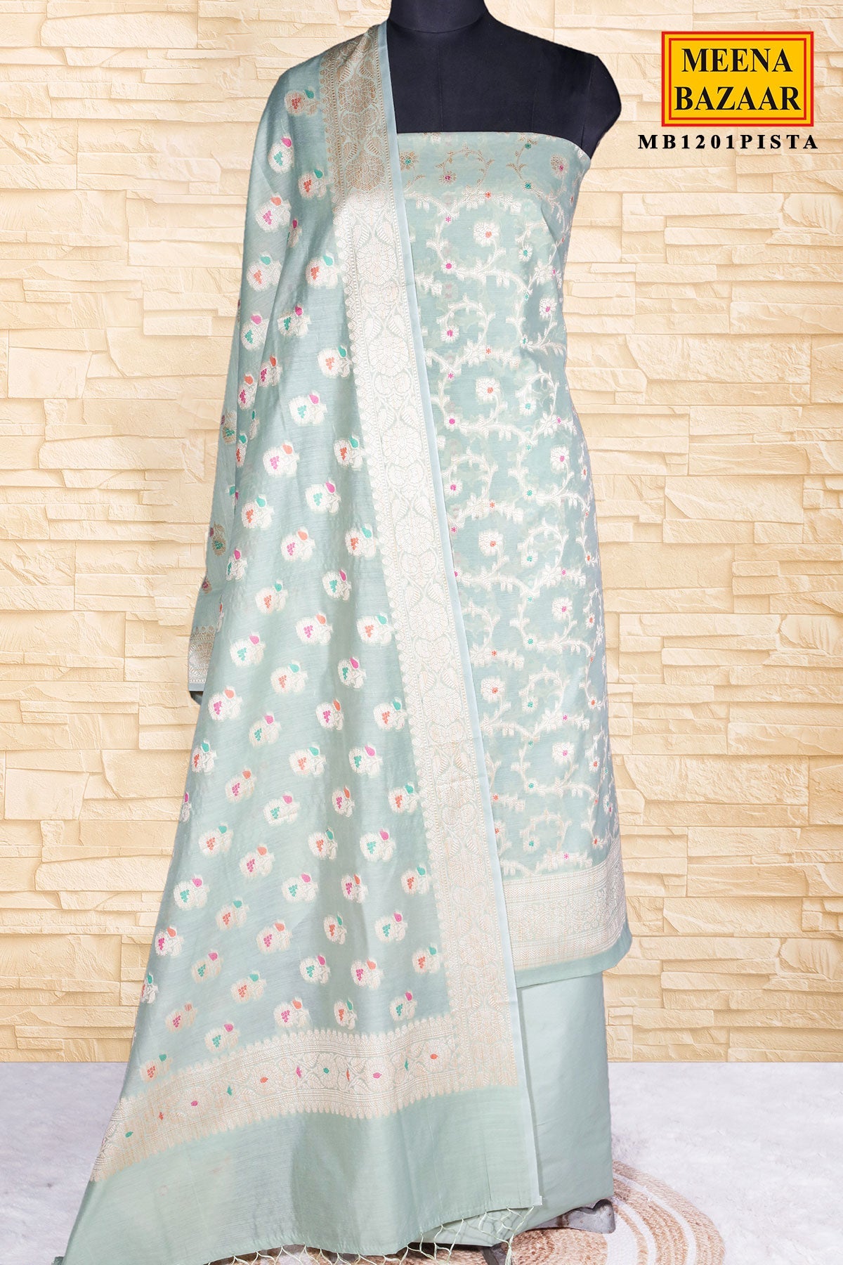Pista Cotton Weaving Unstitched Suit Set