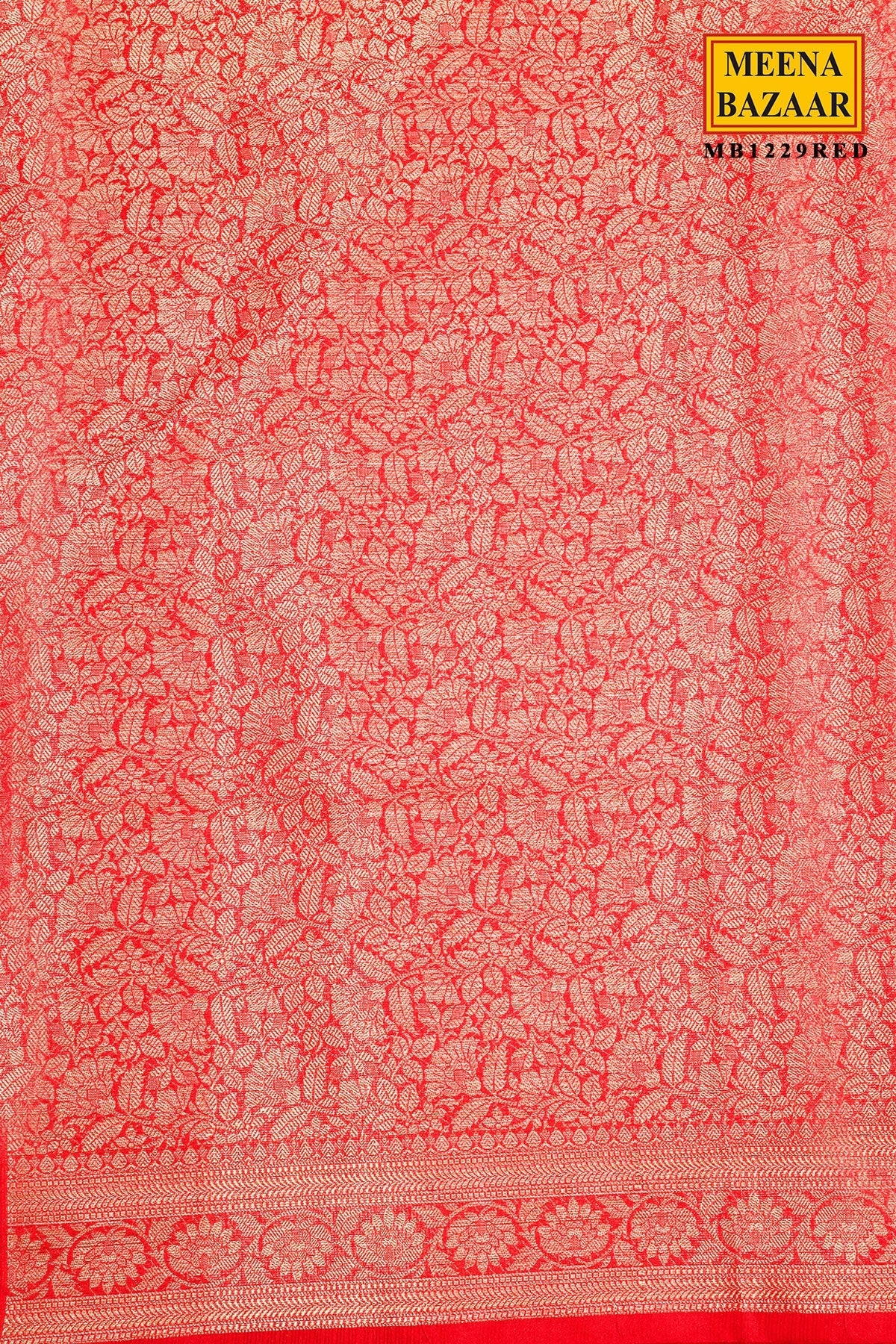 Red Cotton Saree with Jal Weaving