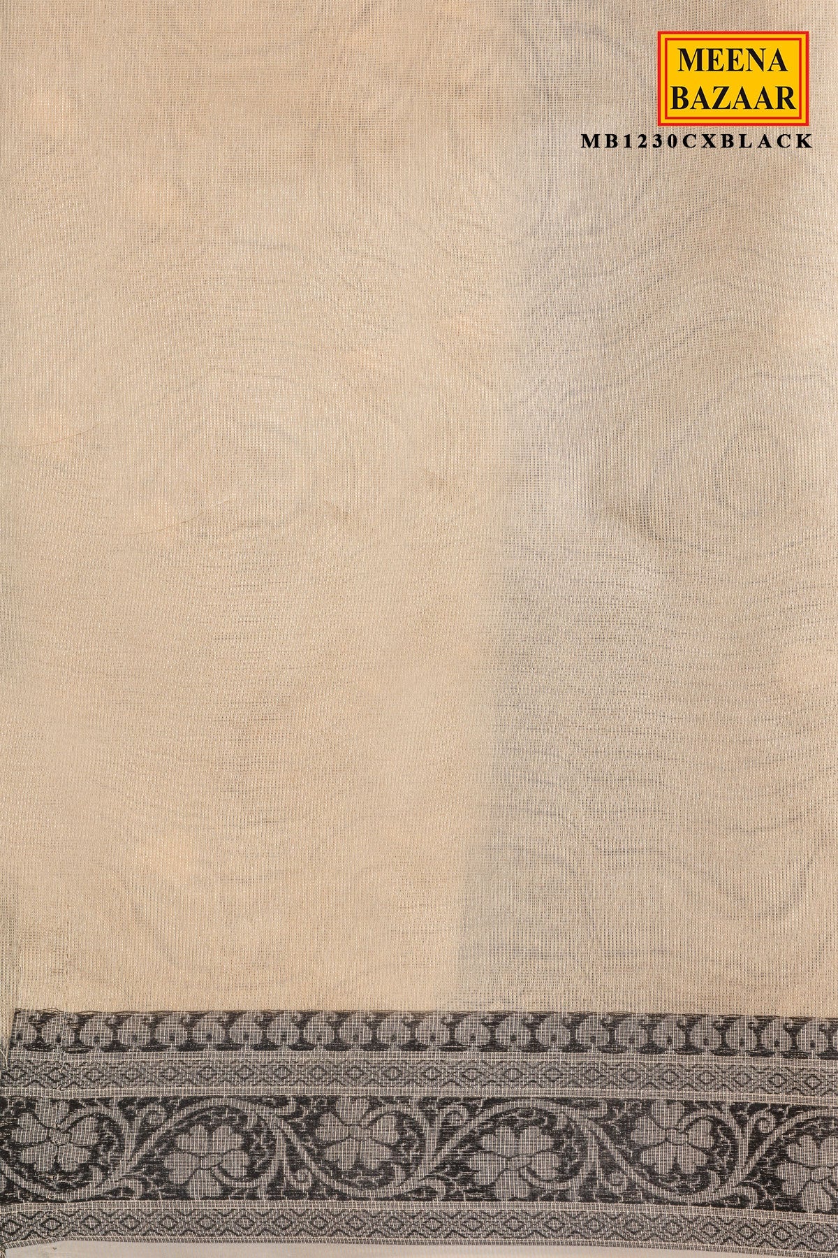 Cream With Black Jal Woven Cotton Saree