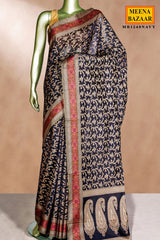 Navy Buti Woven Cotton Saree