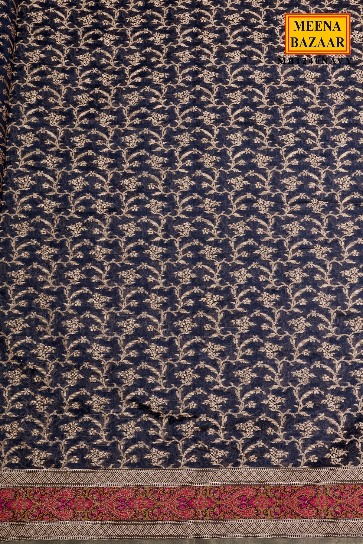 Navy Buti Woven Cotton Saree