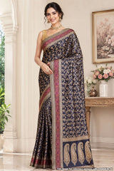 Navy Buti Woven Cotton Saree