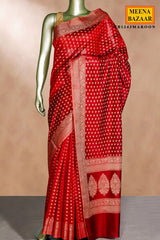 Maroon Buti Woven Cotton Saree