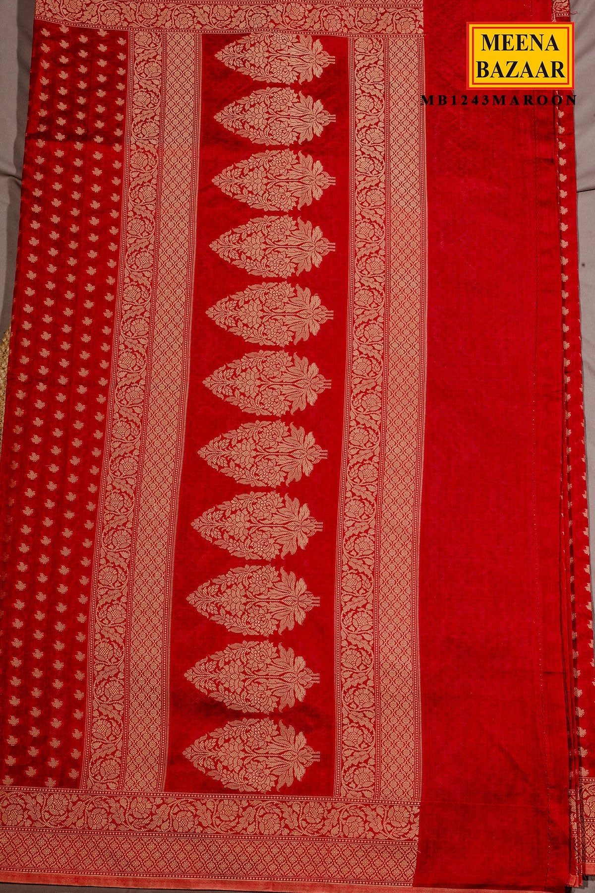 Maroon Buti Woven Cotton Saree