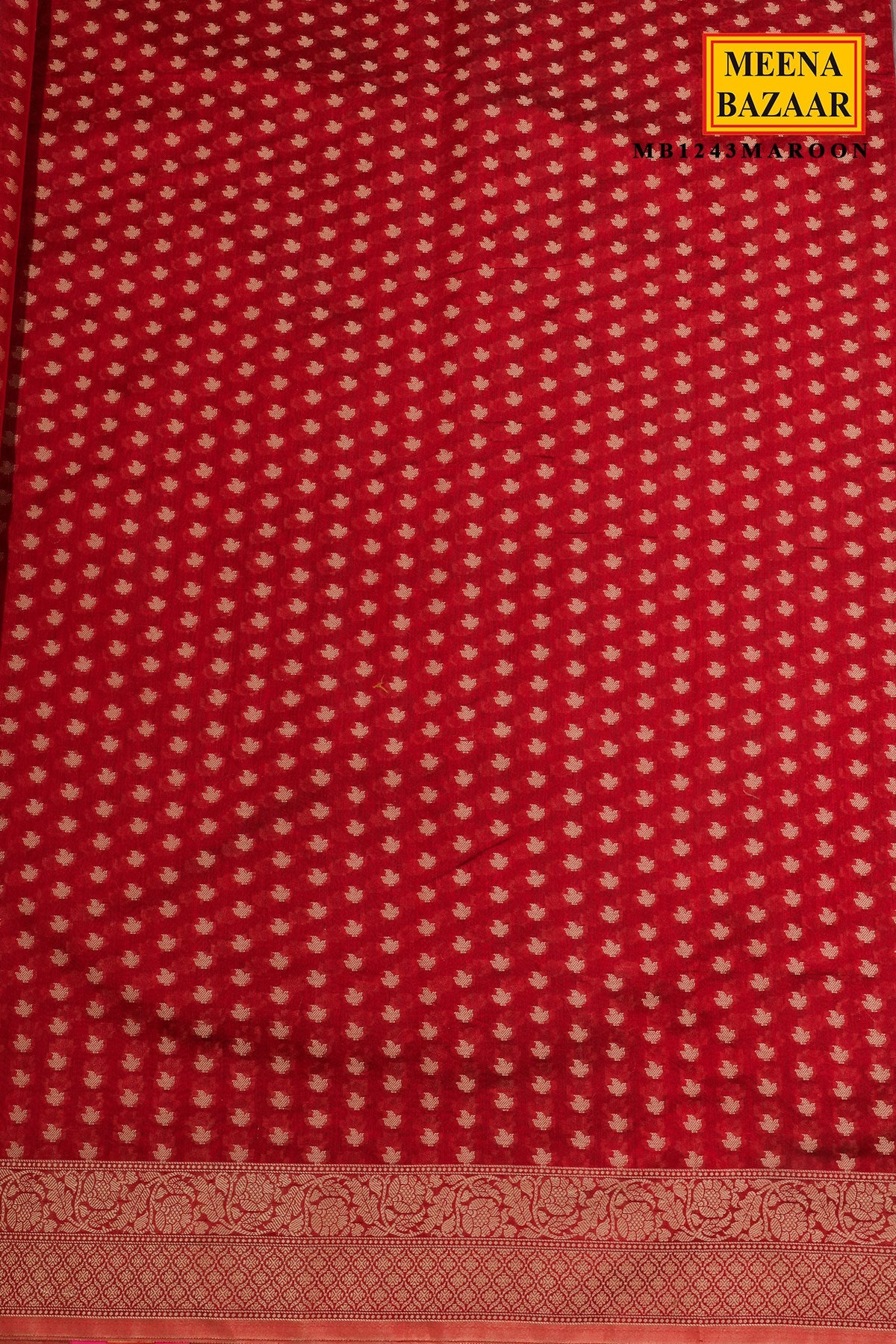 Maroon Buti Woven Cotton Saree