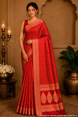 Maroon Buti Woven Cotton Saree