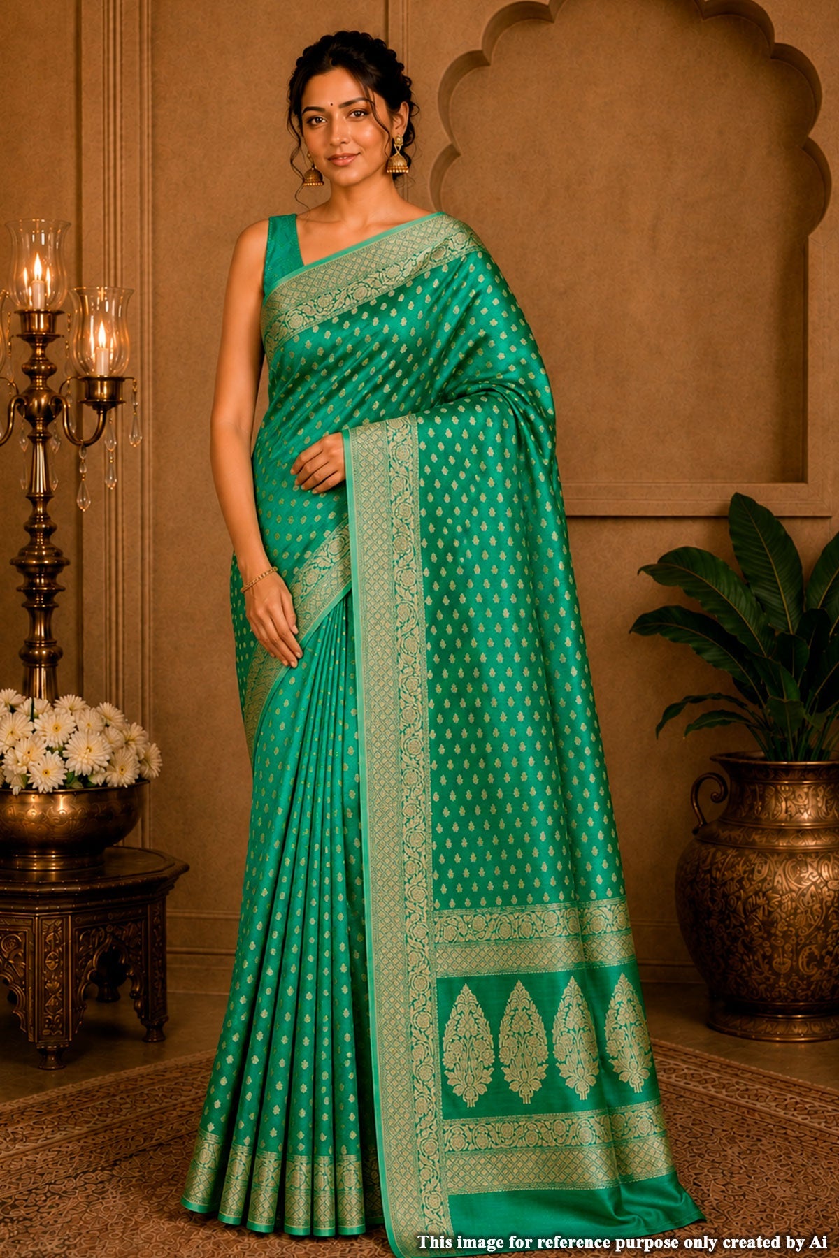 Rama Buti Woven Cotton Saree