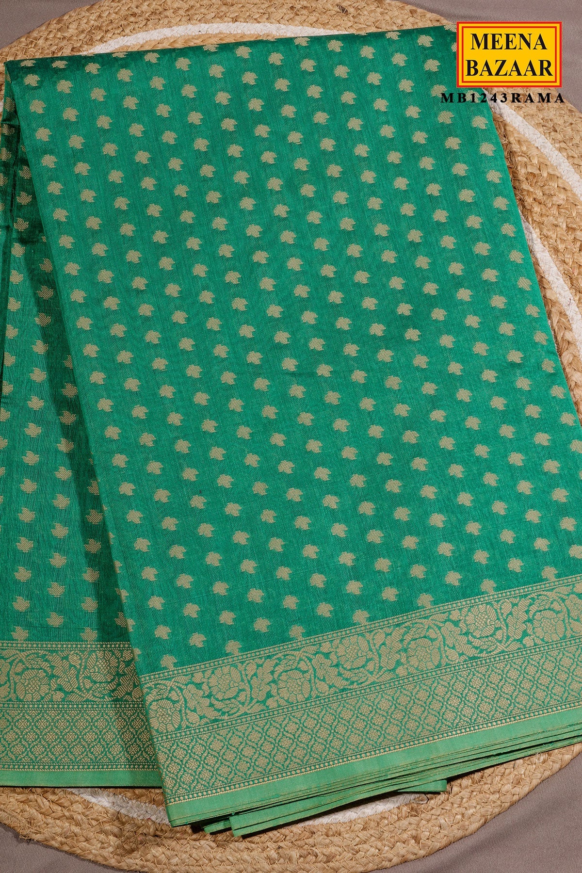 Rama Buti Woven Cotton Saree
