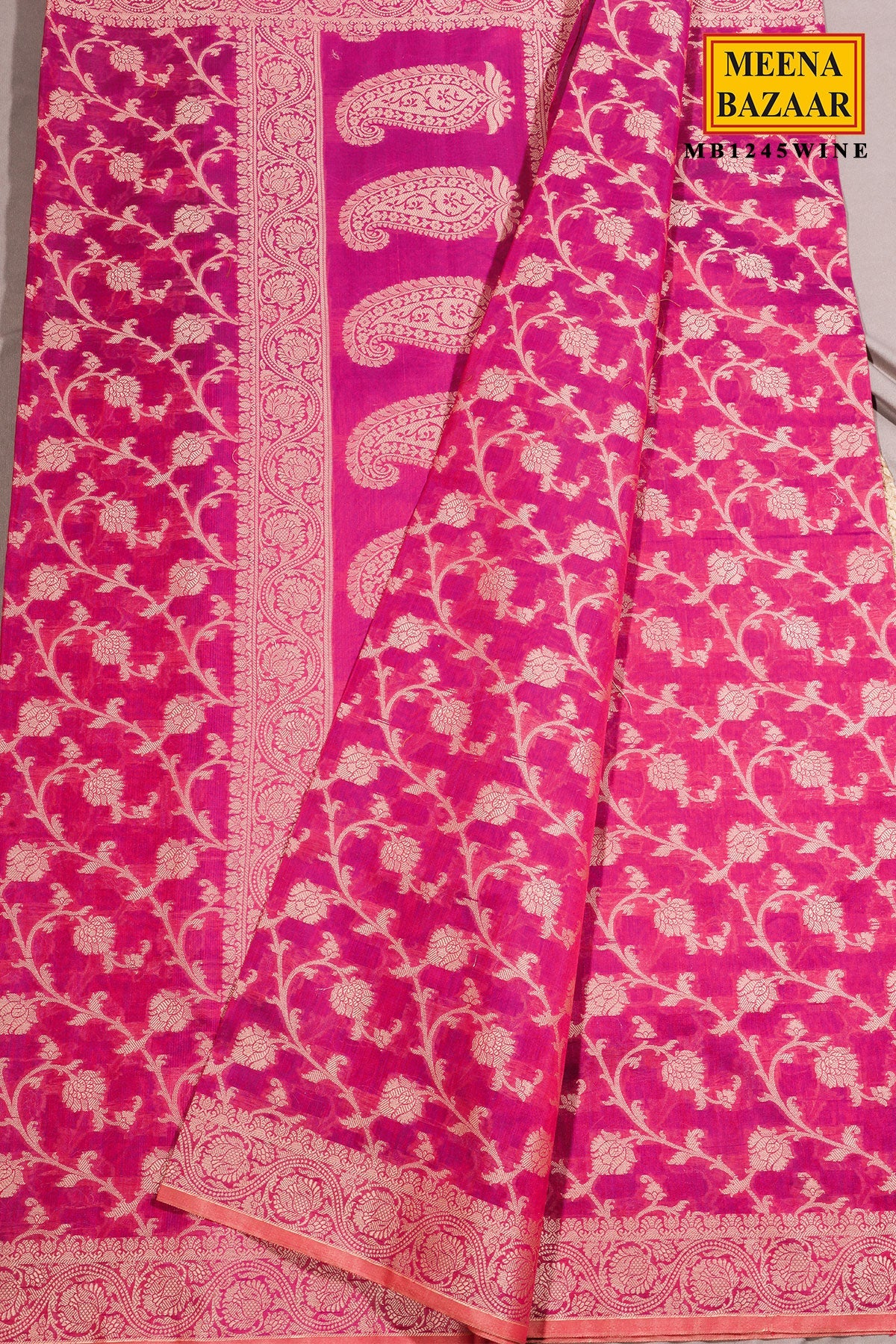 Wine Cotton Saree with Jal Weaving