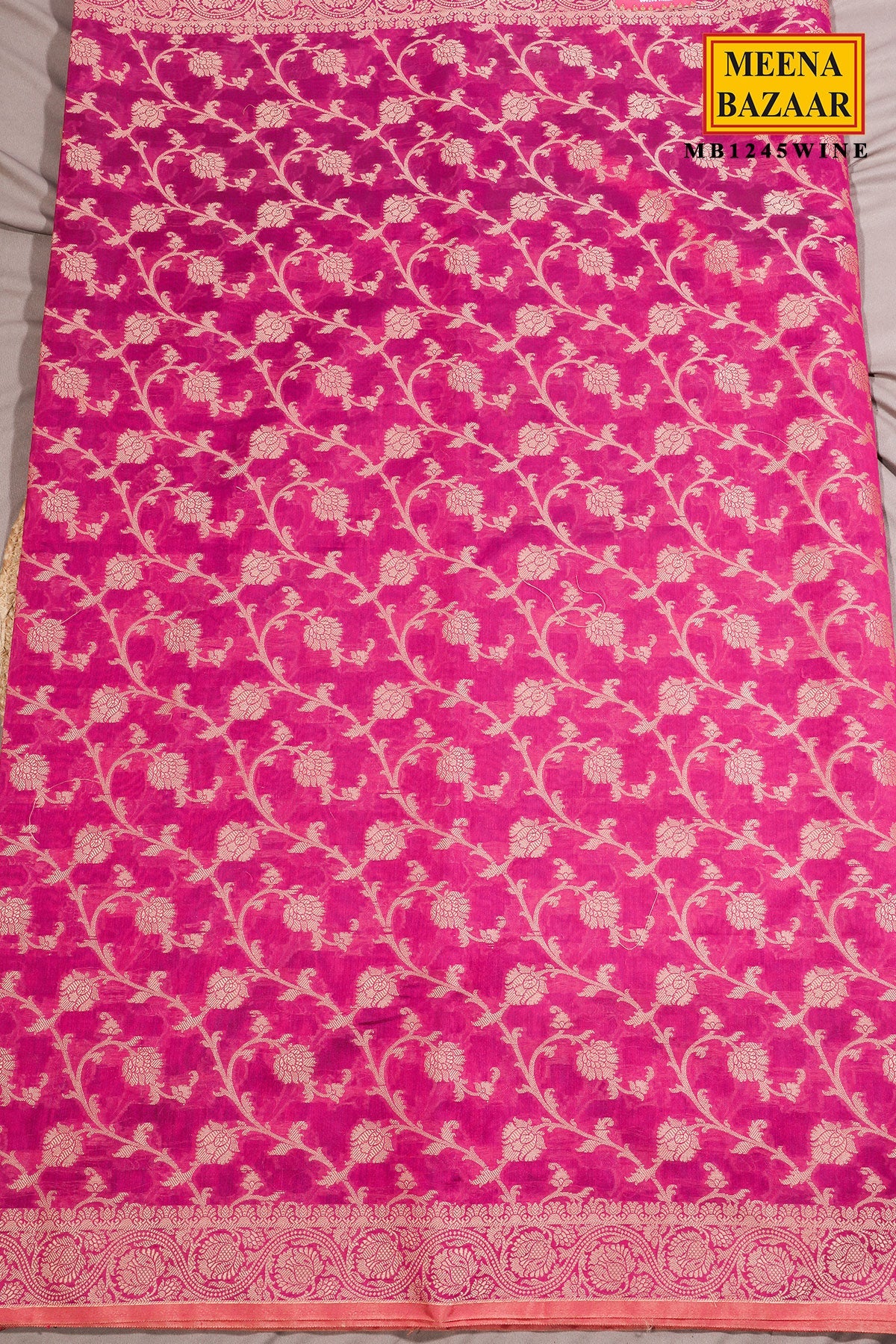 Wine Cotton Saree with Jal Weaving