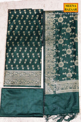 Bottle Green Chanderi Weaving Suit Set