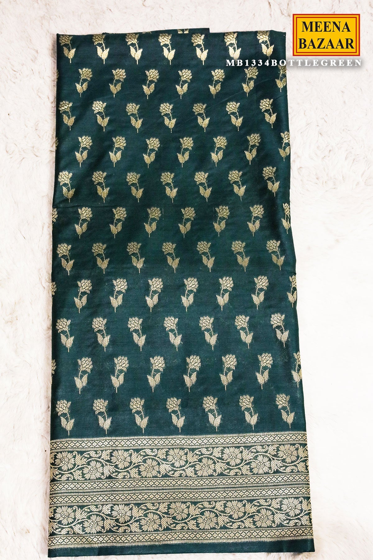 Bottle Green Chanderi Weaving Suit Set