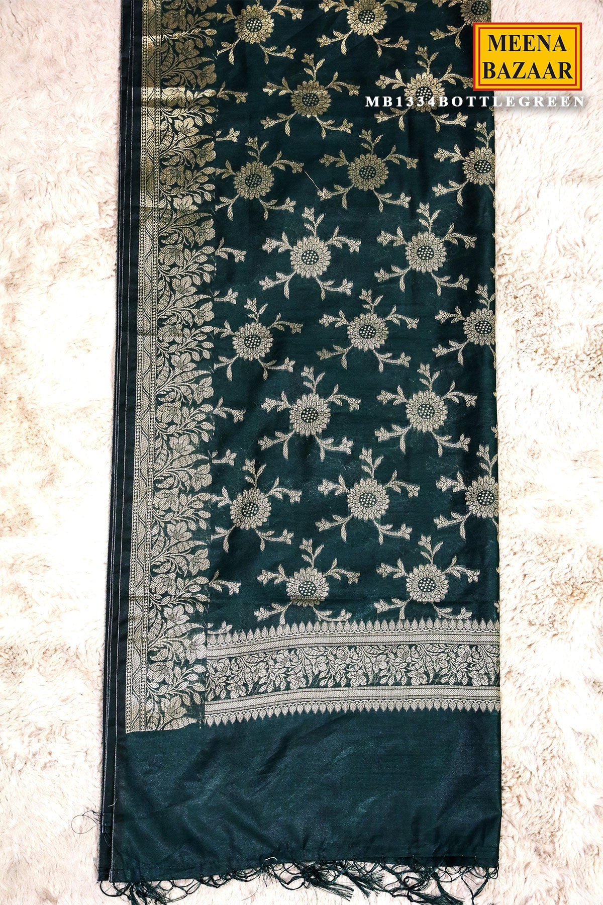 Bottle Green Chanderi Weaving Suit Set