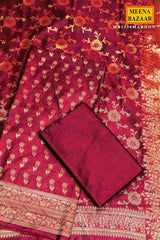 Maroon Chanderi Weaving Suit Set