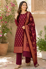 Maroon Chanderi Weaving Suit Set