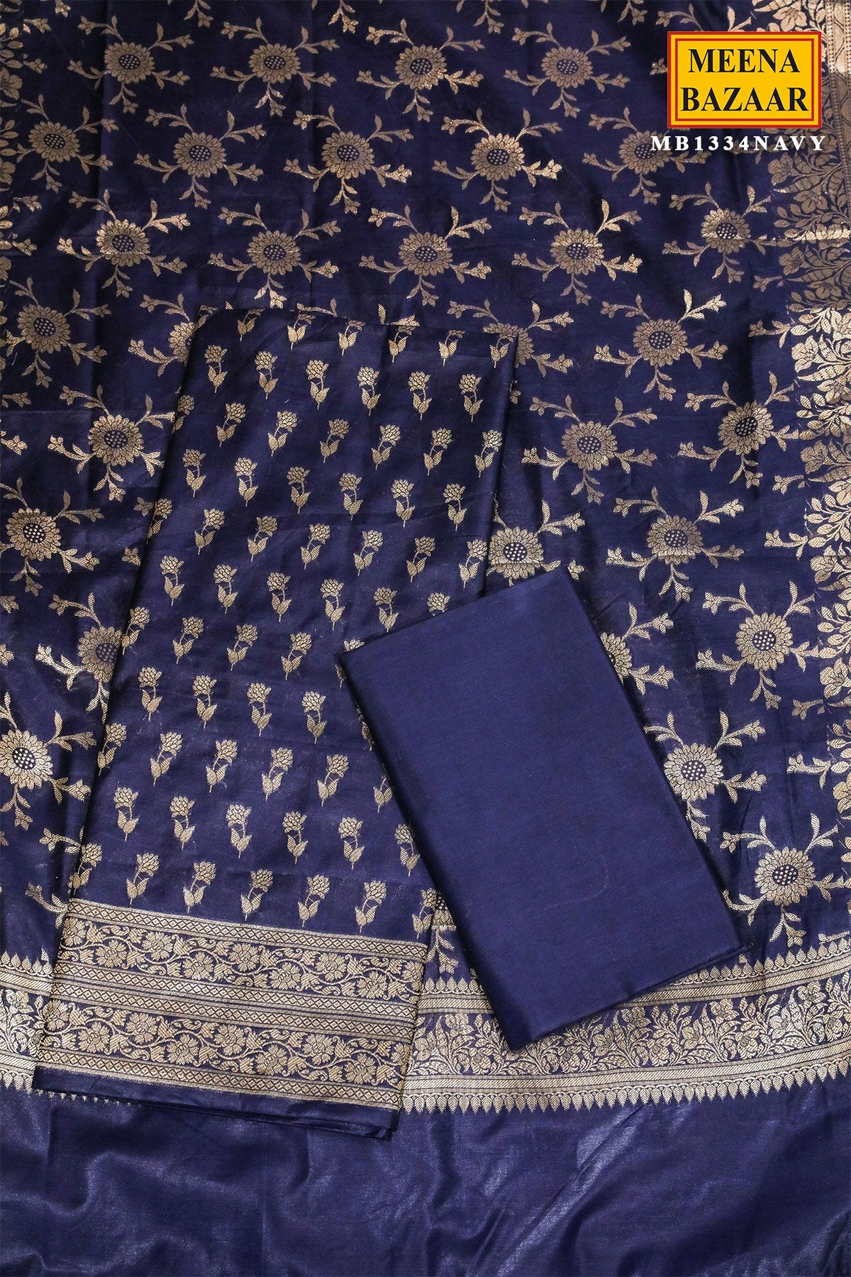 Navy Chanderi Weaving Suit Set