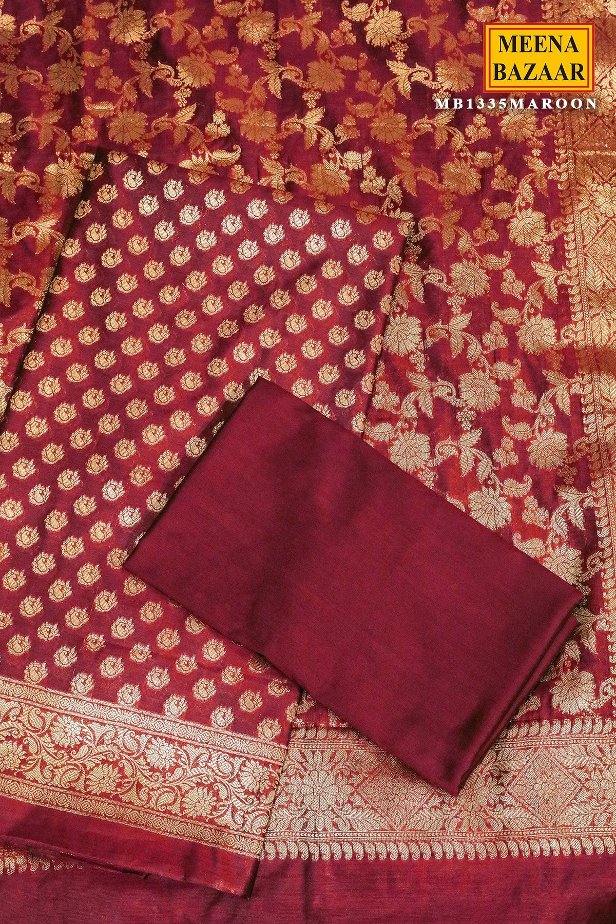 Maroon Chanderi Weaving Suit Set