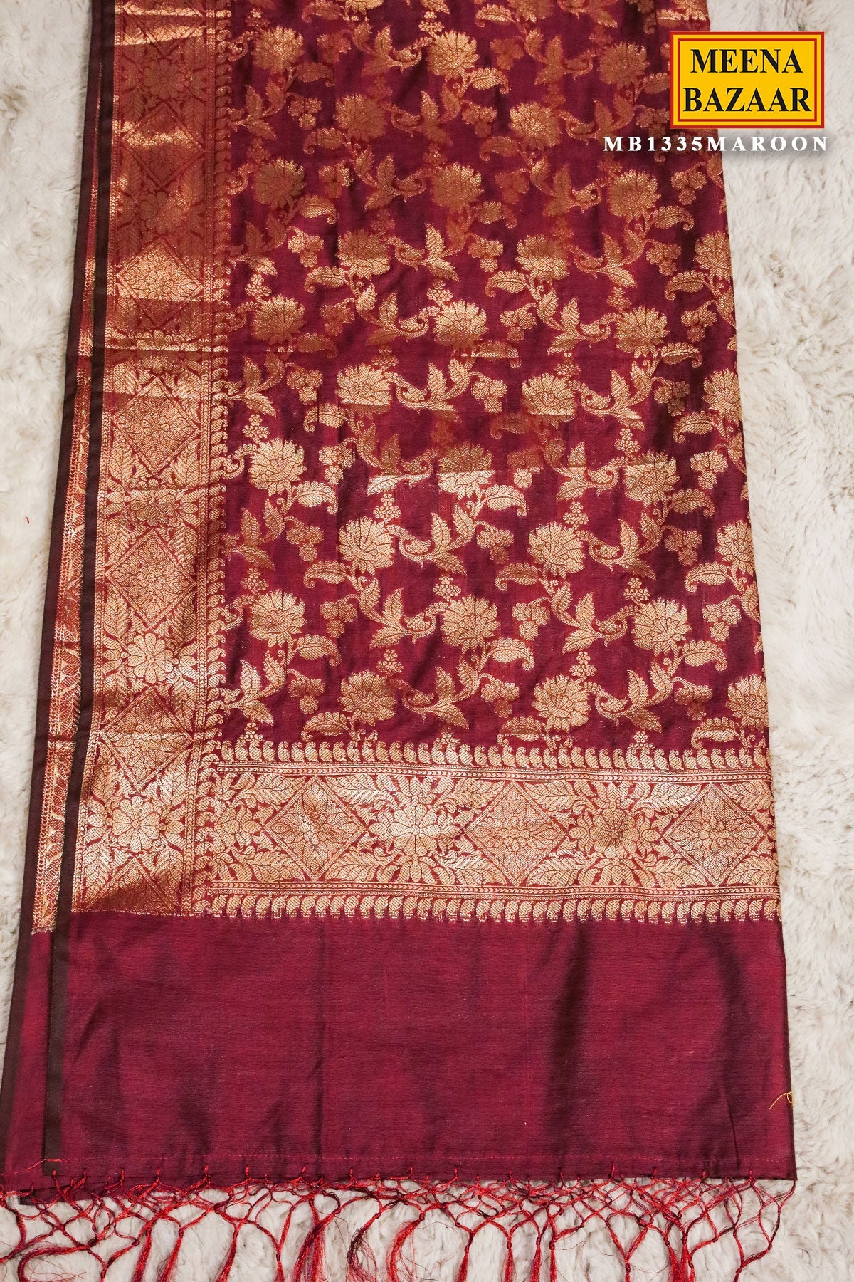 Maroon Chanderi Weaving Suit Set