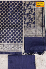 Navy Chanderi Weaving Suit Set