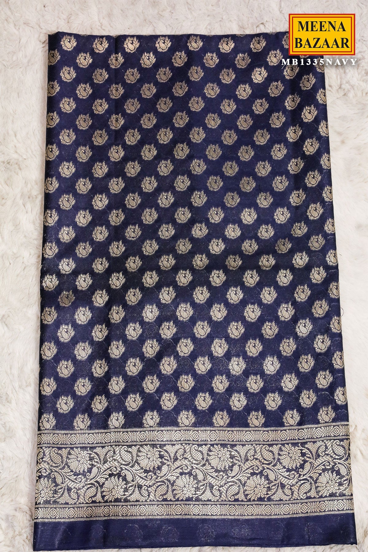 Navy Chanderi Weaving Suit Set