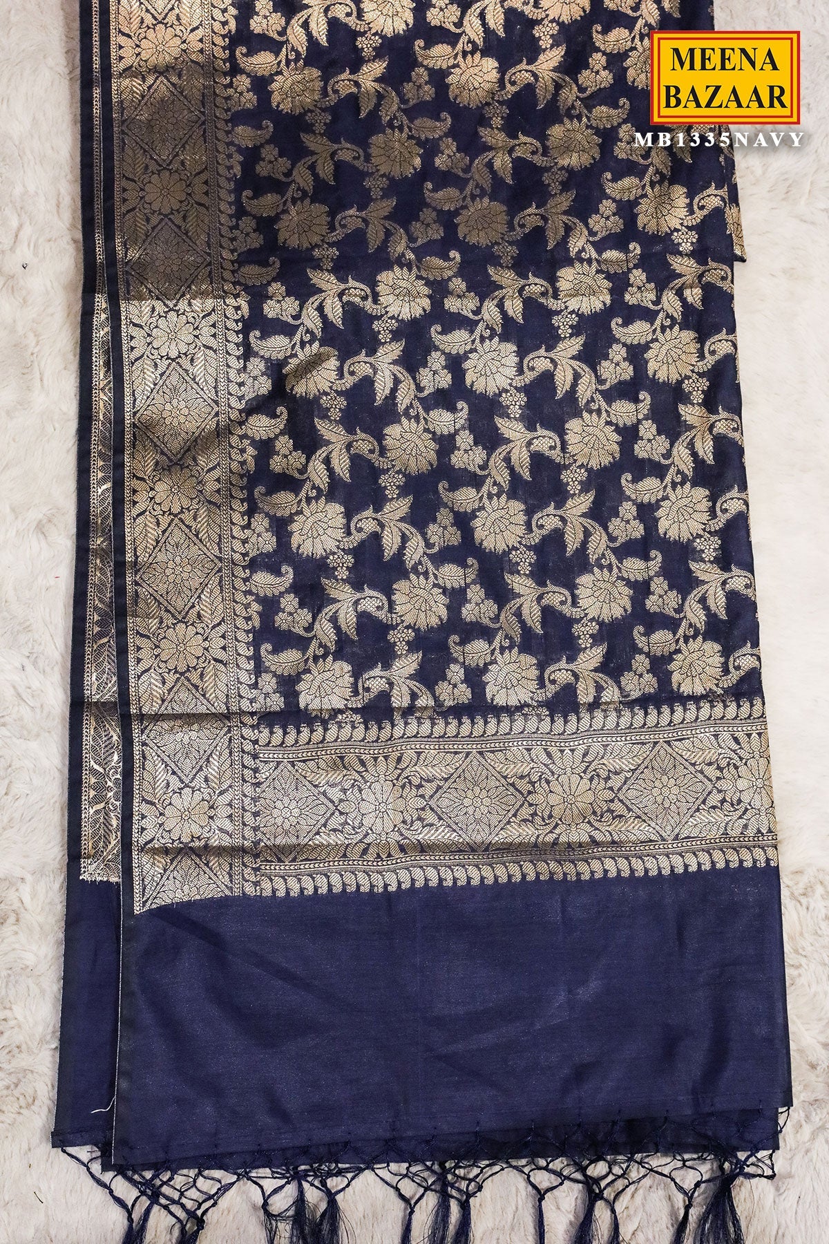 Navy Chanderi Weaving Suit Set