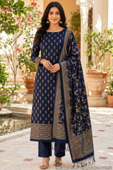 Navy Chanderi Weaving Suit Set