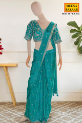 Rama Saree with Designer Blouse
