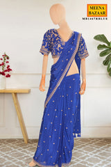 Royal Blue Embellished Saree