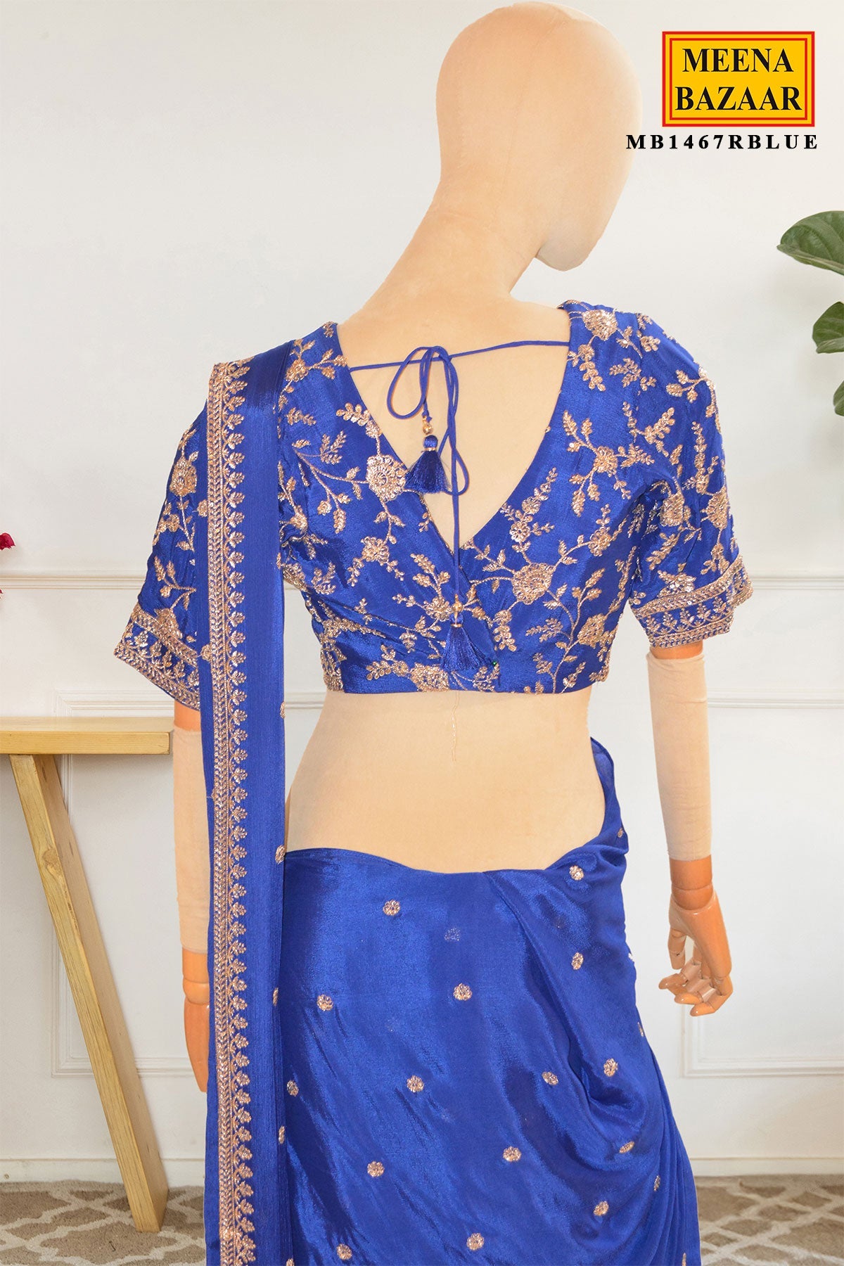 Royal Blue Embellished Saree