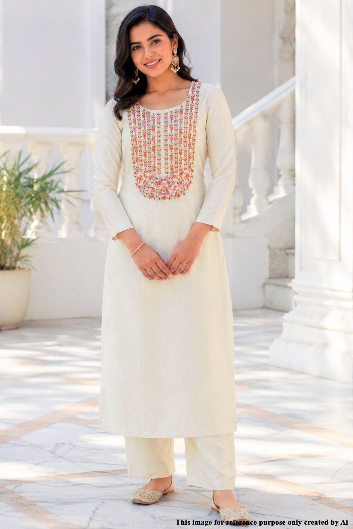 Tussar Embroidered Chanderi Unstitched Suit Set