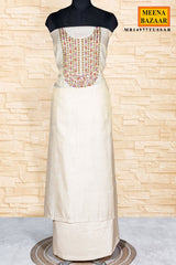 Tussar Embroidered Chanderi Unstitched Suit Set