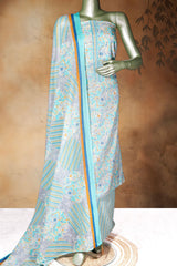 Firozi Cotton Unstitched Suit with Elegant Embroidery