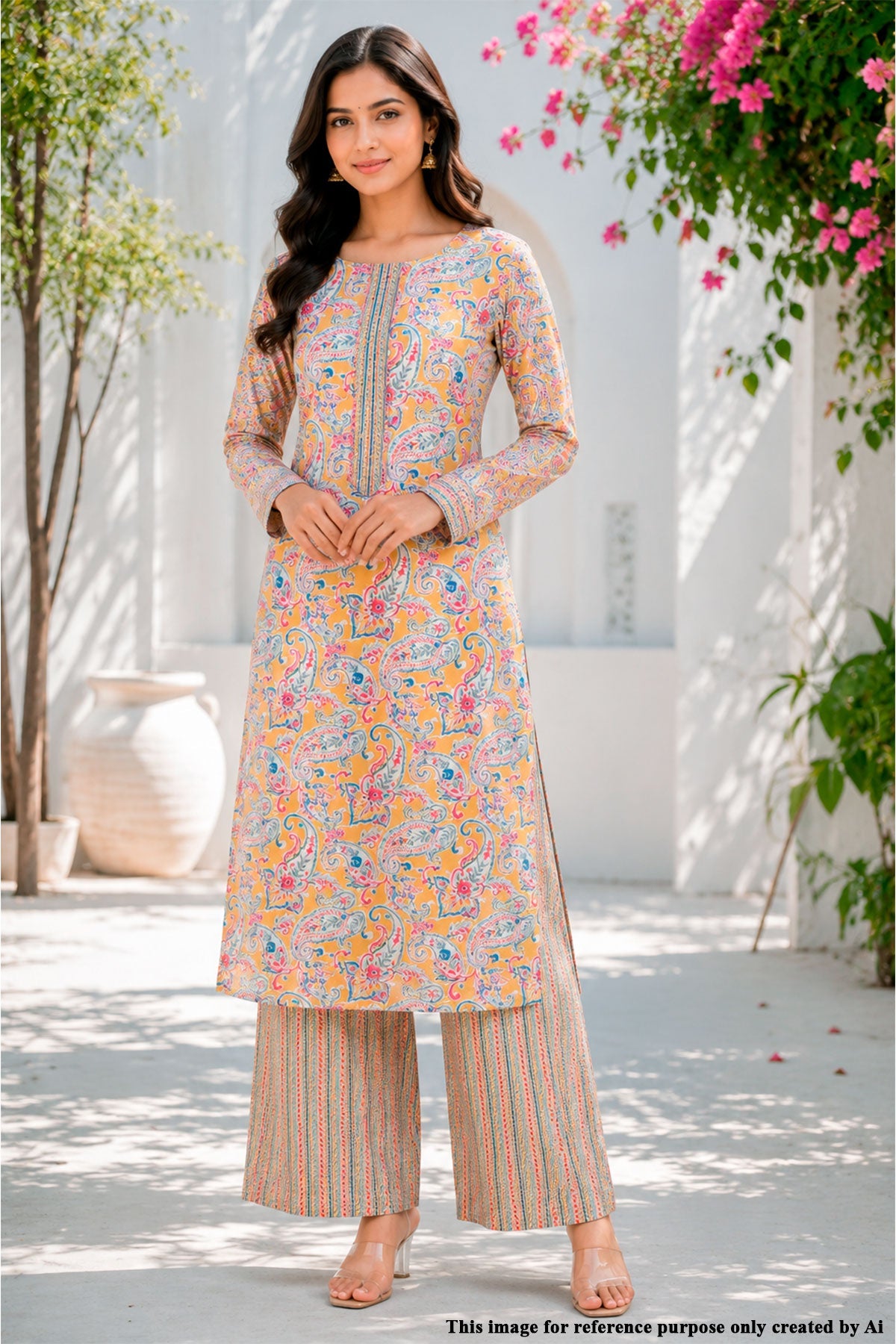 Mustard Cotton Embroidered Unstitched Suit
