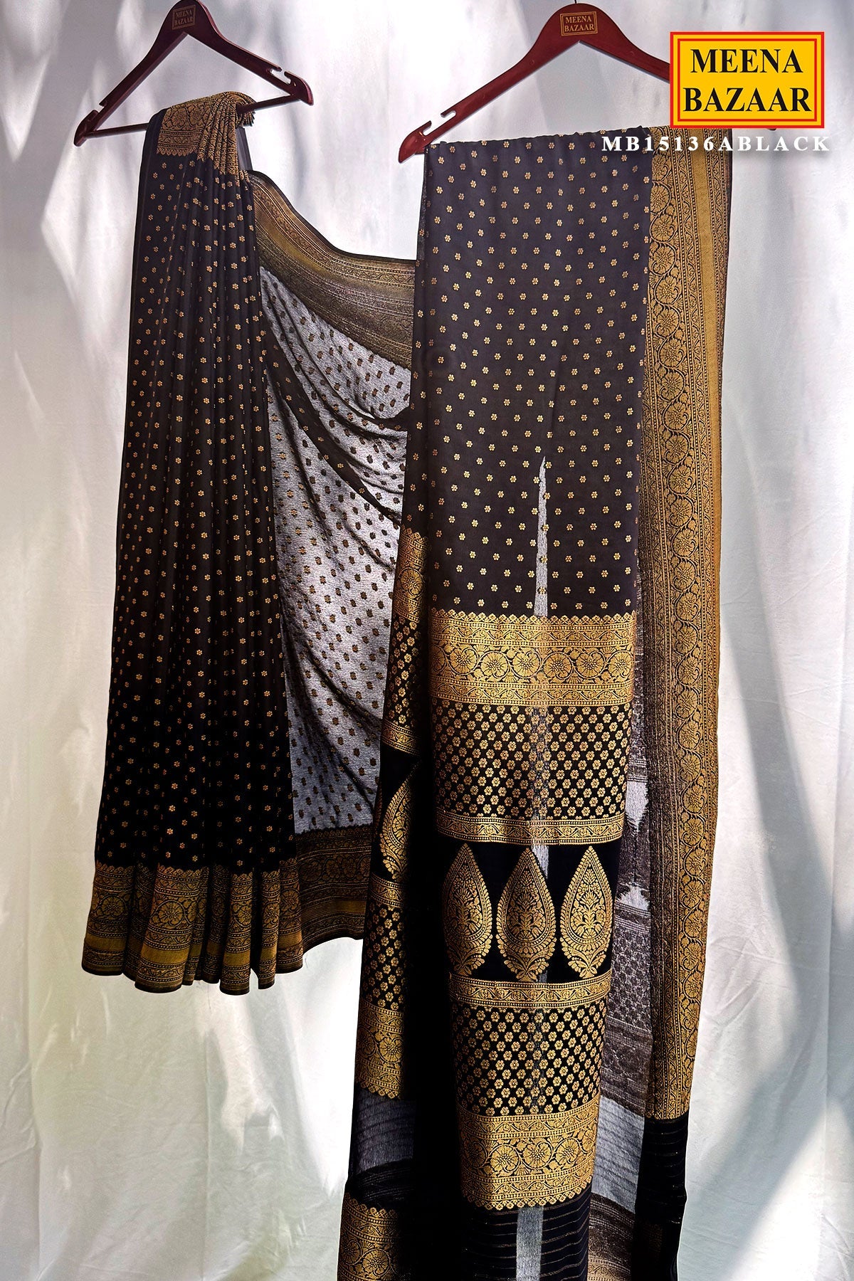 Black Georgette Saree with Elegant Weaving Work
