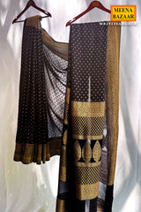 Black Georgette Saree with Elegant Weaving Work