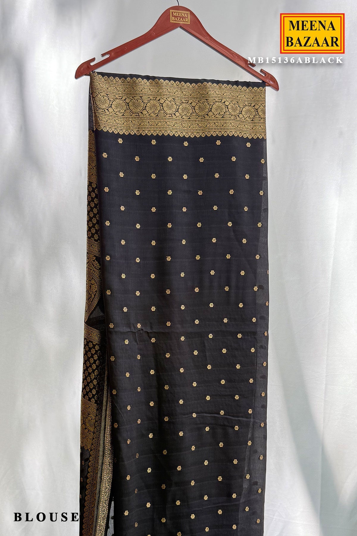 Black Georgette Saree with Elegant Weaving Work