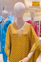 Mustard Bandhani Chevron Grace Kaftan Set