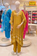 Mustard Bandhani Chevron Grace Kaftan Set