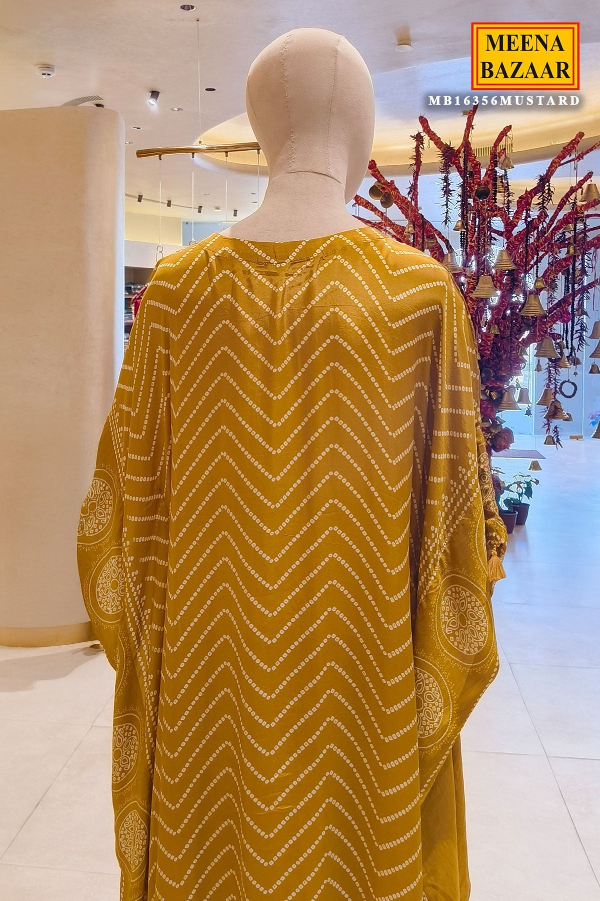 Mustard Bandhani Chevron Grace Kaftan Set