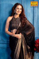 Black Sequin Embroidered Georgette Saree