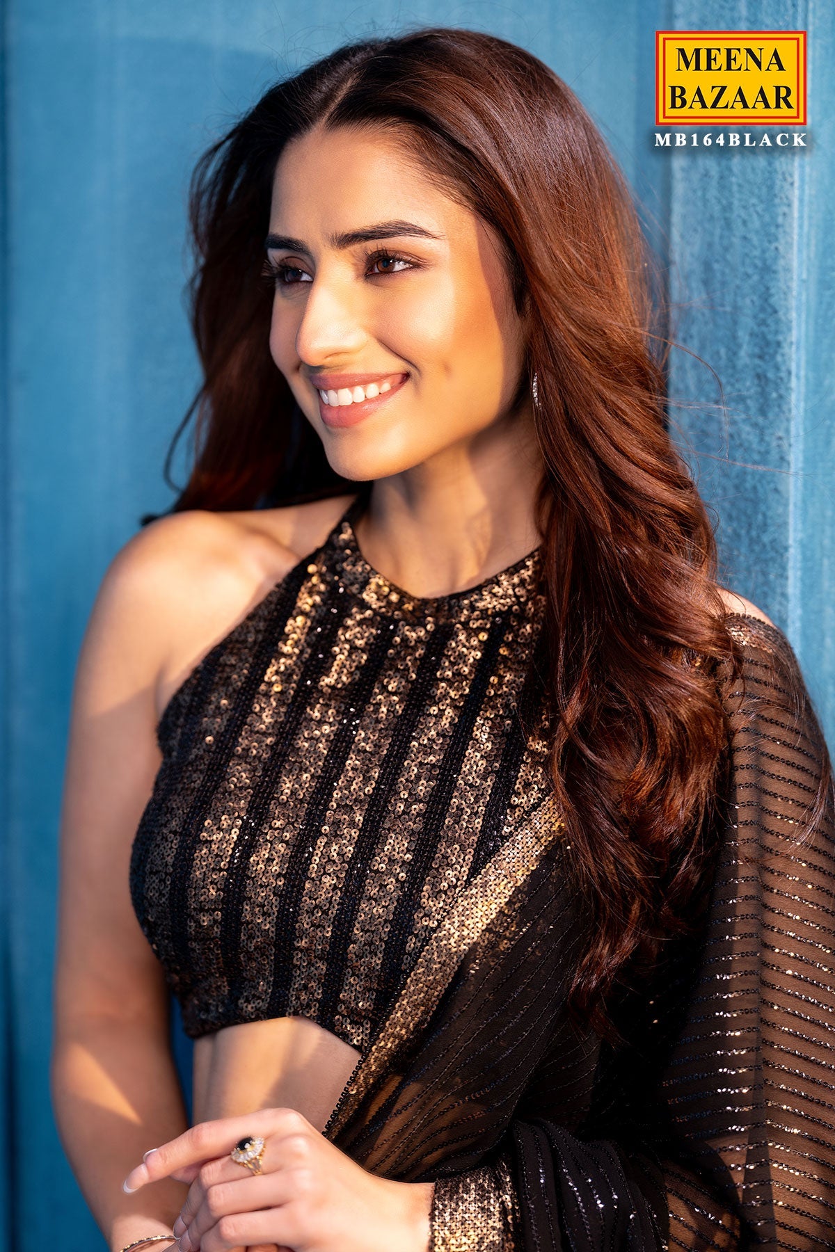 Black Sequin Embroidered Georgette Saree