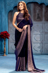 Navy Sequin Embroidered Georgette Saree